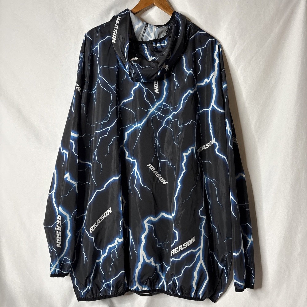 Reason Windbreaker Jacket Men's 4XL Lightening Hoodie Black‎ Blue Read - Picture 6 of 9